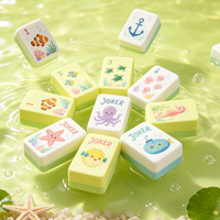 Mahjong Américain Flottant Amusant pour l'Été, Tuiles Jaunes et Vertes Rafraîchissantes, Blocs de Jeu Colorés pour Fêtes au Bord de la Piscine