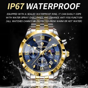 Montre BINBOND authentique pour homme en acier inoxydable, montre décontractée multifonctionnelle de luxe, étanche, style professionnel, montre-bracelet - Product Image 4