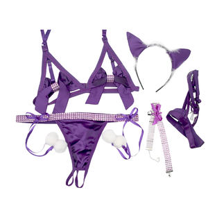 Conjunto de Lencería Erótica Súper Sexy para Mujer, Sujetador Abierto con Tiras Finas y Lazo Transparente, Tentación para Senos Grandes - Product Image 5