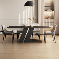 Ensemble de table et de chaises de salle à manger en bois massif de style italien moderne avec pieds en acier inoxydable pour la maison, le salon, la salle à manger