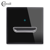 Kendiliğinden İyileşen Sıfırlama Anahtarı IP20 Alev Geciktirici 86 Siyah Cam Panel LED Işıklı 10A 250V Tam Seri İhracat Duvar Priz Setleri