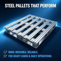 Palettes en acier robustes empilables pour entrepôt, utilisation industrielle, transport, logistique, longue durée de vie