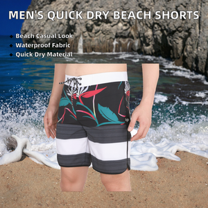 Custom Summer Beach Swim <b>Trunks</b> <b>Men's</b> Quick Dry Drawstring Knitted Casual Mid Print - Product Image 3