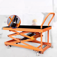 Table élévatrice à ciseaux hydraulique manuelle mobile d'intérieur, plateforme pliable, chariot plat pour la décoration murale