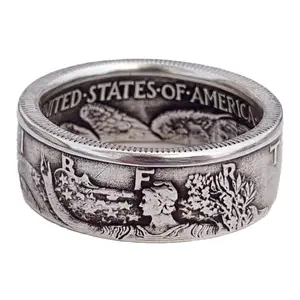 Hot-selling New Jewelry Alloy Silver-plated American Morgan Trendy Engagement Alloy Coin Ring