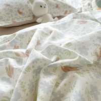 Housse de couette en coton 100% twill 40S certifiée Oeko-Tex, imprimé floral de lapin de dessin animé, qualité supérieure, ensemble de literie européen