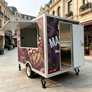 Remorque de restauration mobile carrée noire avec logo complet, barbecue, four à pizza, traiteur, boulangerie - Product Image 3