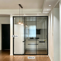 Porte coulissante à fermeture douce Aomeja, minimaliste, en aluminium, avec rail dissimulé, isolation acoustique, porte en verre pour villa, gain de place