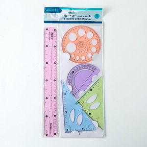 Juego de 5 reglas geométricas flexibles - Kit de herramientas de dibujo matemático plegables para la escuela y la oficina - Product Image 4