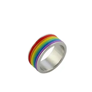 Радужный стиль титановые украшения унисекс кольцо на палец, Красочные Титановые кольца, регулируемые красочные женские 925 серебряные кольца