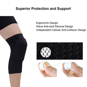 1 paire de genouillères antidérapantes en polyester, motif nid d'abeille, résistantes aux chocs, pour <span class=keywords><strong>VTT</strong></span>, cyclisme, chauffe-jambes, soutien des genoux, quatre saisons, pour femmes et hommes - Product Image 3