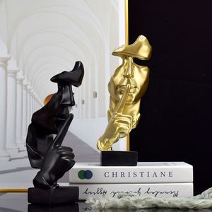 Silence Is Gold Statue Decoration Resin Sculpture Art Crafts Ornaments Home Office Desktop Decor Accessories - Product Image 3