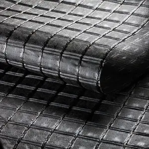 Produk gekomposit 50kn fiberglass geogrid komposit tekstil 50g spunbonded nonwoven