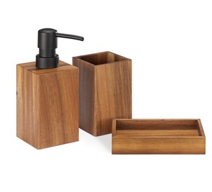 Portasapone in legno portasapone portasapone Set da bagno Acacia 3 pezzi - Product Image 1