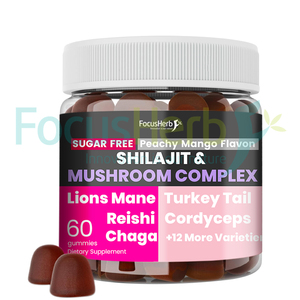 FocusHerb Marque Privée Personnalisée Gommes de Shilajit aux Champignons Composés Biologiques Purs de l'Himalaya - Product Image 1