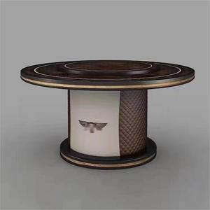 Ensemble <span class=keywords><strong>de</strong></span> <span class=keywords><strong>table</strong></span> à manger Furnistyle pour 6 personnes, <span class=keywords><strong>table</strong></span> à manger ronde en bois <span class=keywords><strong>de</strong></span> santal noir personnalisable avec centre rotatif pour la maison - Product Image 4