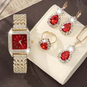 Luxury <b>Small</b> Square Lady Watch Shiny Rhinestone Drop Jewelry Quartz Wristwatch Exquisite Women <b>Gift</b> Watch Set for Daily Party - Product Image 4