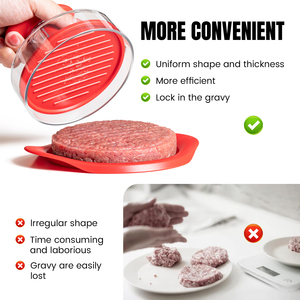 ANJUKE - Prensa para Hamburguesas de Plástico Antiadherente Resistente al Calor, Ajustable, para <span class=keywords><strong>Barbacoa</strong></span> al Aire Libre, Hace Hamburguesas de 1/2 LB y 1/4 LB, Base Plana y Lisa - Product Image 4