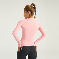 Veste de sport personnalisable pour femme à manches longues, douce, confortable, zippée, ajustée, respirante, pour la course et le yoga, à compression
