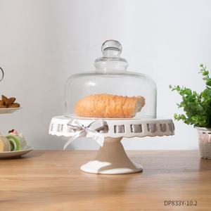 10 inç toptan porselen kaide cupcake tutucu beyaz yuvarlak şerit seramik pasta <span class=keywords><strong>stand</strong></span>ı düğün doğum günü partisi için özel - Product Image 1