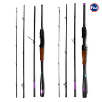 Canne à pêche en eau salée Lingrui2 2,13 m 2,44 m en fibre de carbone avec poignée en bois et guides Fuji pour la pêche à la truite, au cabillaud, à la perche, au steelhead et à la carpe