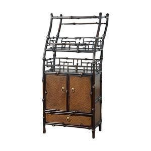 Bamboo Scripture Scrolls <b>Small</b> Bookshelf Rectangle Standing Type Living Room <b>Storage</b> <b>Cabinet</b> With Iron Frame Guizhou Origin - Product Image 5