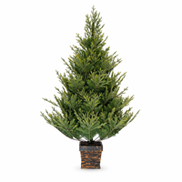 Sapin de Noël artificiel en pot de 2,10 m pour entrée, porche, avec base décorative en forme d'urne carrée, décoration intérieure et extérieure