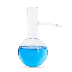Şube ile ısıya dayanıklı laboratuvar cam eşya yuvarlak alt damıtma şişesi