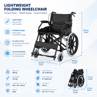 Kursi Roda Lipat Empat Warna dengan Jaring Ventilasi untuk Punggung dan Dudukan, untuk Pusat Layanan Disabilitas, Penawaran Grosir