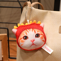 Porte-clés personnalisés en peluche super douce en forme de nourriture : chat, hamburger, nouilles instantanées, frites