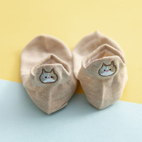 Chaussettes courtes Jingwen OEM à motif chat d'été, respirantes en maille, invisibles