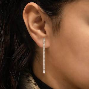 Elvora Gems Women's 14k White <b>Gold</b> Diamond Drop <b>Earrings</b> 2 Inch <b>Dangle</b> Butterfly Closure Minimalist Design Wedding/Engagement - Product Image 1