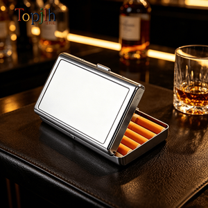 Topjlh <span class=keywords><strong>Étui</strong></span> <span class=keywords><strong>à</strong></span> cigarettes portable en acier inoxydable par sublimation, type charnière, double face, impression de logo <span class=keywords><strong>personnalisé</strong></span>, <span class=keywords><strong>photo</strong></span> DIY, vente en gros - Product Image 1
