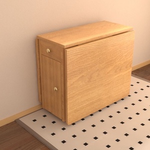 Nordic-Style <strong>Folding</strong> Dining <strong>Table</strong> for <strong>Small</strong> Homes: New 2026 Rectangular Extendable Solid Wood <strong>Folding</strong> <strong>Table</strong> with Storage Cabinet - Product Image 5