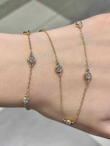Xinfly Classic Style 18K Yellow Gold Bezel Set Tennis Bracelet <b>Necklace</b> Lab Grown Round Shape Diamond for Wedding Gift HPHT CVD - Product Image 5