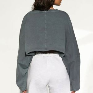 Vente en gros 100% coton épaule tombante unisexe surdimensionné ample à manches longues entraînement athlétique col rond broderie sweat-shirt personnalisé - Product Image 3