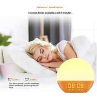 Nouvelle lampe de réveil style nordique à effet bois avec horloge, haut-parleur, bruit blanc et éclairage LED nocturne