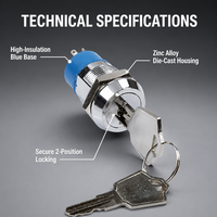 Interruptor de llave personalizable de alta calidad de 19mm y 2 o 3 posiciones