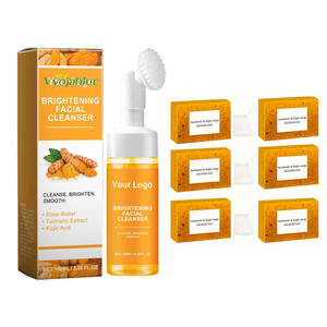 Private Label limone curcuma acido Kojic illuminante organico Skincare Set schiuma detergente viso e sapone - Product Image 1