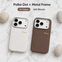 Coque de téléphone tendance à pois en silicone pour IP16 Pro Max 15 Pro avec cadre d'appareil photo métallique, anti-rayures, souple, fine et anti-poussière MQQ 100 pièces