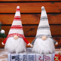 Peluche de Noël Lumineuse Rudolph avec Chapeau Rayé, Poupée Sans Visage, Décoration de Vitrine et de Fête