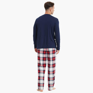 Men <b>Christmas</b> <b>Pajama</b> Sets Custom Bamboo Plaid Sleepwear Pants Pj Set Bamboo Loungewear Set - Product Image 4