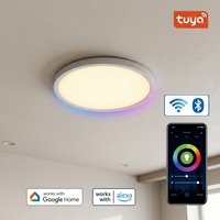 Plafonnier intelligent RGBCW Tuya Wifi pour Alexa, contrôle par application Google, commande vocale, plafonnier LED à intensité variable pour la maison