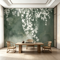 Papier peint floral vert personnalisé, nouveau style chinois, fond mural, texture aquarelle, salon, hôtel, appartement
