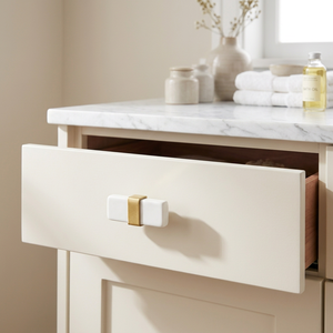 AK Brass Resin Metal Cabinet <b>Knob</b> <b>White</b> & Gold Finish Decorative Drawer Shelf Furniture Handle Best Price Hardware Luxury - Product Image 2