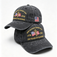 Casquette de baseball réglable style rétro USA 250e anniversaire, effet délavé, avec broderie patriotique Aigle Chauve, style américain