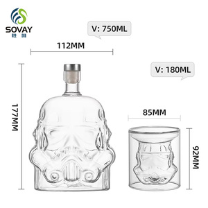 Ensemble de <span class=keywords><strong>carafe</strong></span> à whisky, flacon à whisky, <span class=keywords><strong>carafe</strong></span> à vin, bouteille en verre Stormtrooper 750 ml pour alcool, liqueur, brandy, vodka, whisky - Product Image 3