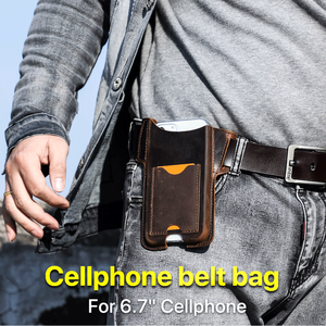 ซองโทรศัพท์หนังแท้วินเทจแบบมินิมอลลิสต์คาดเอวสำหรับโทรศัพท์มือถือขนาด6.7นิ้ว - Product Image 3