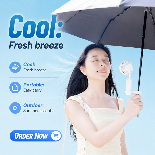 New Mini Portable Handheld Rechargeable USB Fan Small Electronic With Neck Lanyard for Car & Outdoor Use Made of Plastic