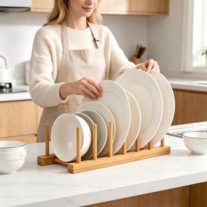 Escurridor de Platos Ecológico, Simple, de Bambú, Portátil, Ahorra Espacio, para Tazones, Tazas y Platos - Product Image 2